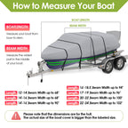 K-Musculo Heavy Duty 800D Waterproof Boat Cover, Tear & Uv Resistant With Motor Cover, Fits V-Hull, Tri-Hull, Runabout (Width 10