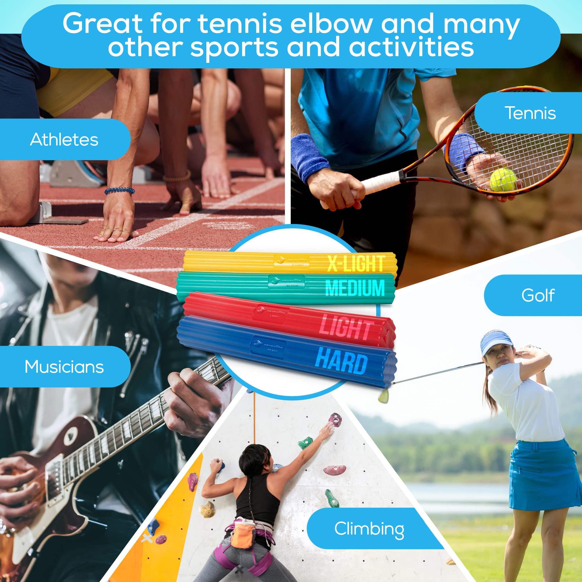 Serenilite 2-Pack Flexible Resistance Bar For Physical Therapy & Tennis Elbow Relief, Hand Therapy Equipment & Wrist Exerciser S
