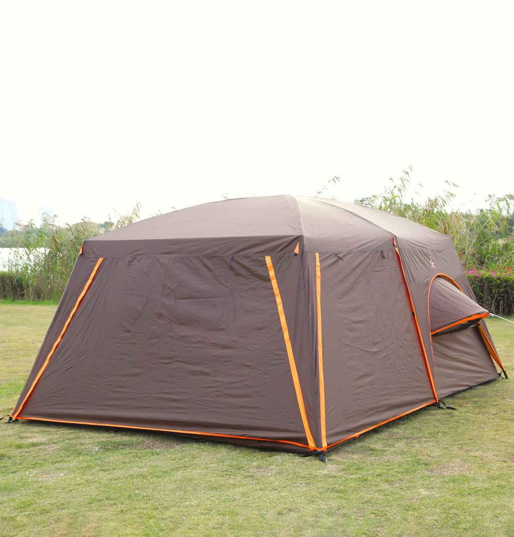 Ktt Extra Large Tent 12 Person,Family Cabin Tents,Full Rainfly,2 Rooms,2 Bay-Windows And 3 Doors 3 Windows With Mesh,Waterproof,