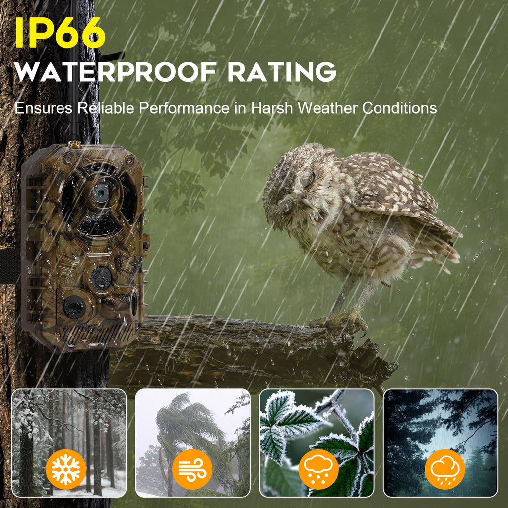 Xjwecavi Trail Camera Wifi 4K 48Mp With Night Vision Ip66 Waterproof 0.1S Trigger Speed And Bundled With 32Gb Memory Card, Card