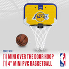 Franklin Sports Nba Los Angeles Lakers Mini Over The Door Basketball Hoop - Kids Indoor Mini Hoop With Ball - Nba Fan Shop Toy F
