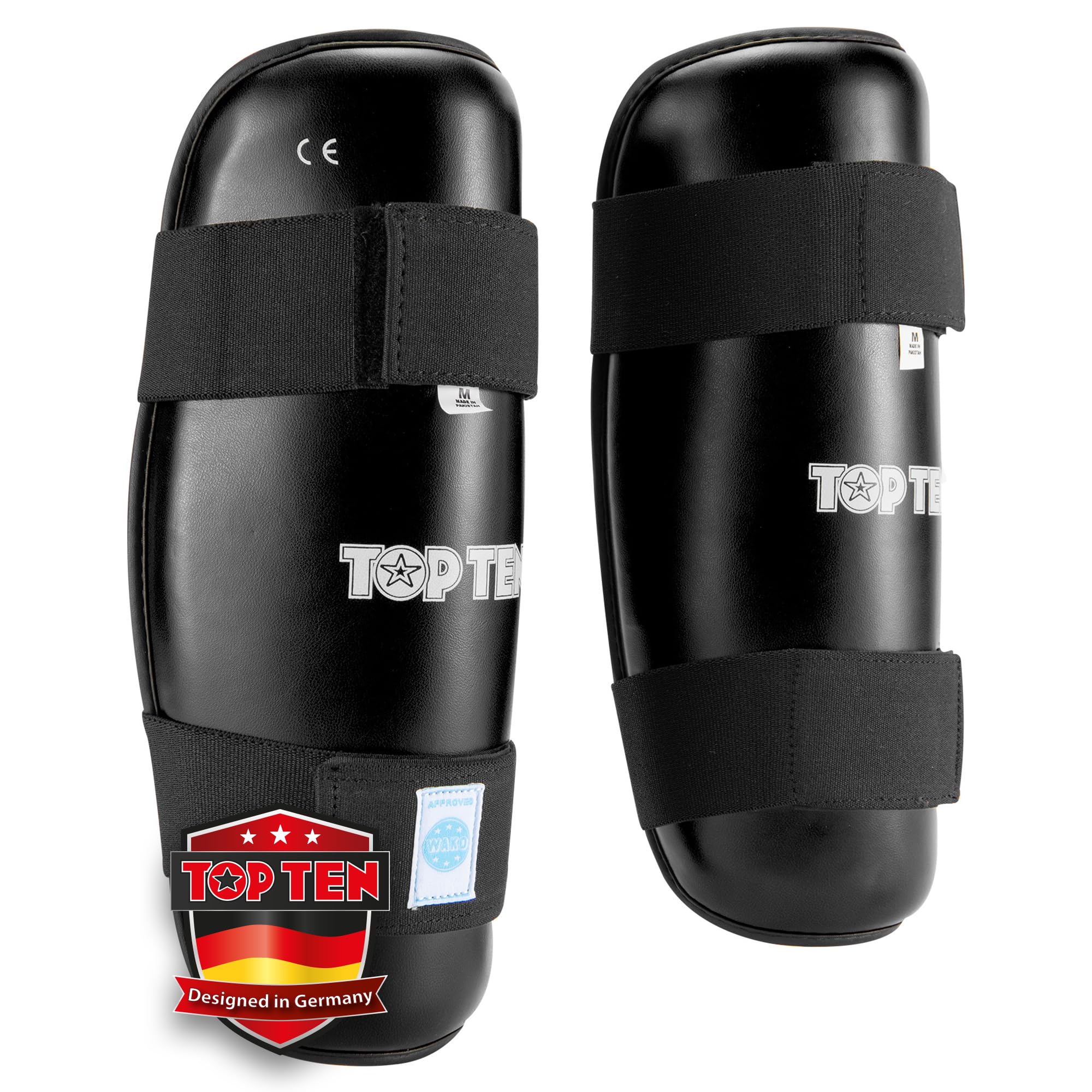 TOP TEN Wako Style Shin Guards Size XL Black