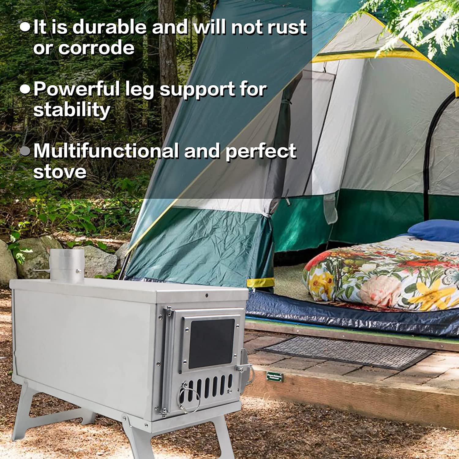 Yesinaly Ultralight Camping Stove Portable Backpacking Stove For Tent, Camping, Outdoor Cooking, Hunting, Ice Fishing, 16.6 In O