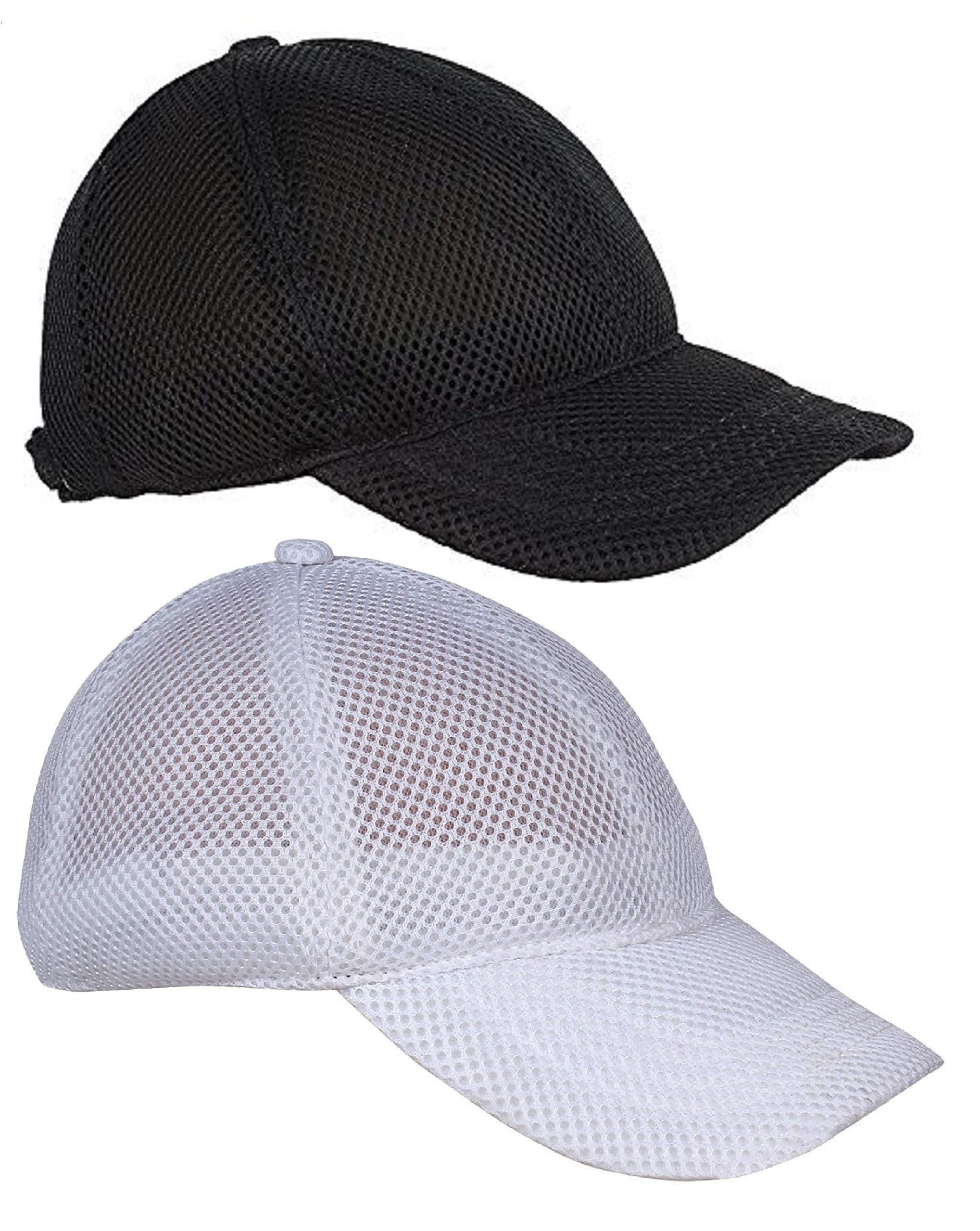 Zacharias MenS Net Baseball Cap Black & White Free Size Pack Of 2