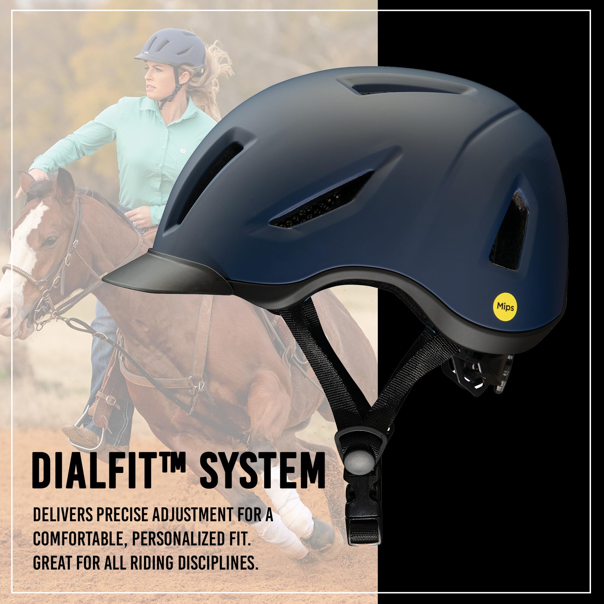Troxel Terrain MIPS Cooling Horse Riding Helmet, Low-Profile, Micro-Adjustable Design, Horseback Riding Gear, Medium (7-7-3/8),