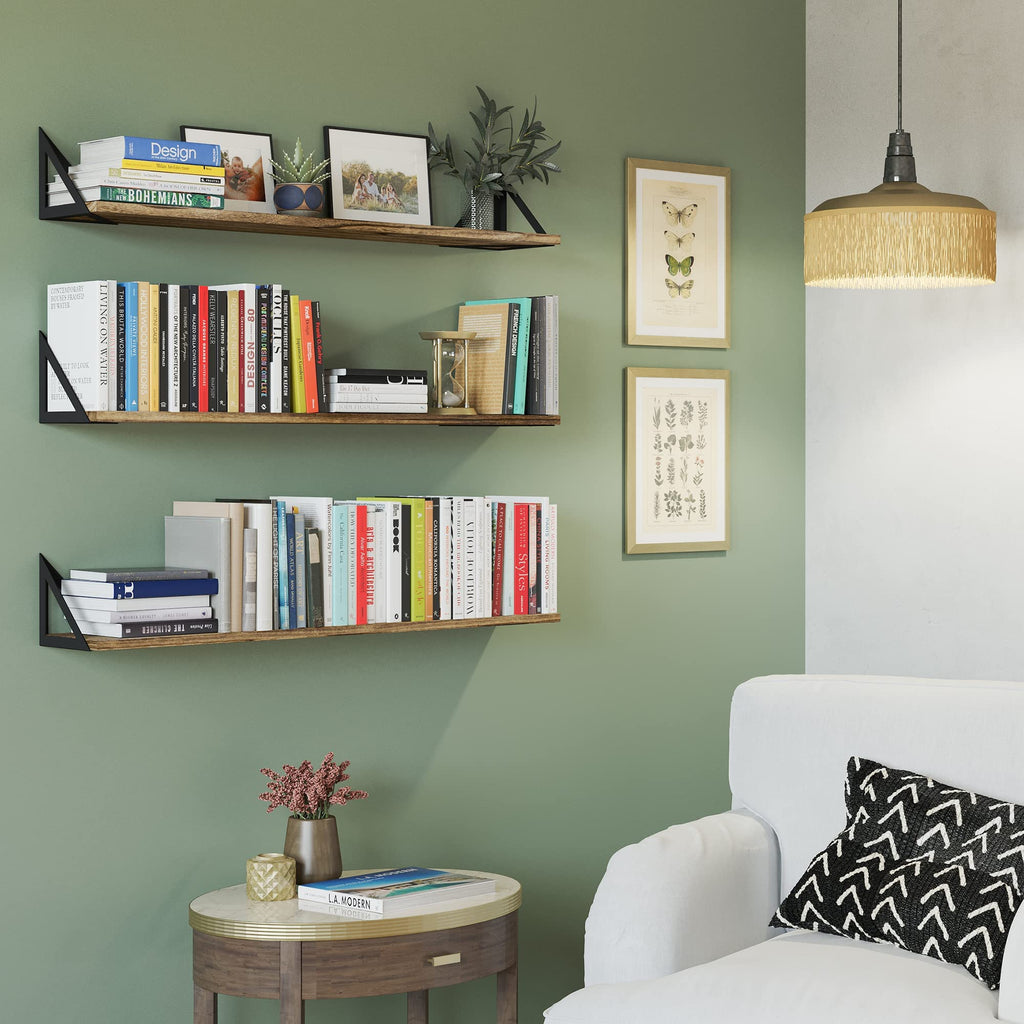 Wallniture Minori Wall Bookshelves For Living Room Decor, 36 Floating Shelves For Bathroom, Kitchen, Bedroom, Floating Bookshelf