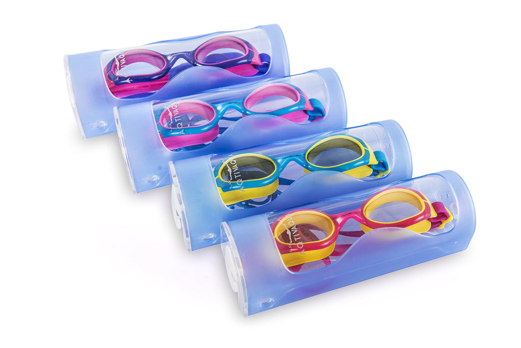 Aqtivaqua Kids Swim Goggles Swimming Goggles For Kids Youth Childrens Boys Girls (Hotpink/Yellow Colour)