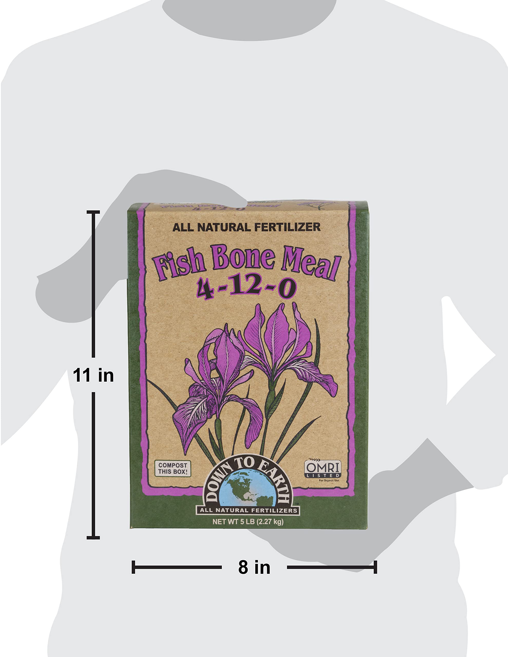 Down To Earth Organic Fish Bone Meal Fertilizer Mix 4-12-0, 5 Lb