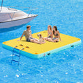 SPECRAFT 8x6 ft Inflatable Floating Dock with Non-Slip Surface, Detachable Ladder, Multi-Person Swim Platform for Pool, Beach, O