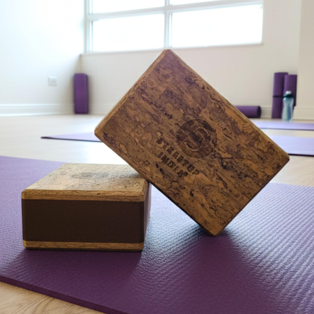 Streetup India Yoga Block With High Density Tpe Premim Foam NonSlip Workout Bricks With Wooden Look For Stretching Aid, Support