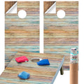 Feifeiya 2 Pcs Wood Grain Cornhole Wraps for Boards 24.5 x 48.5 Vinyl Decals and Wraps Fall Festival Carnival Game Bean Bag Toss