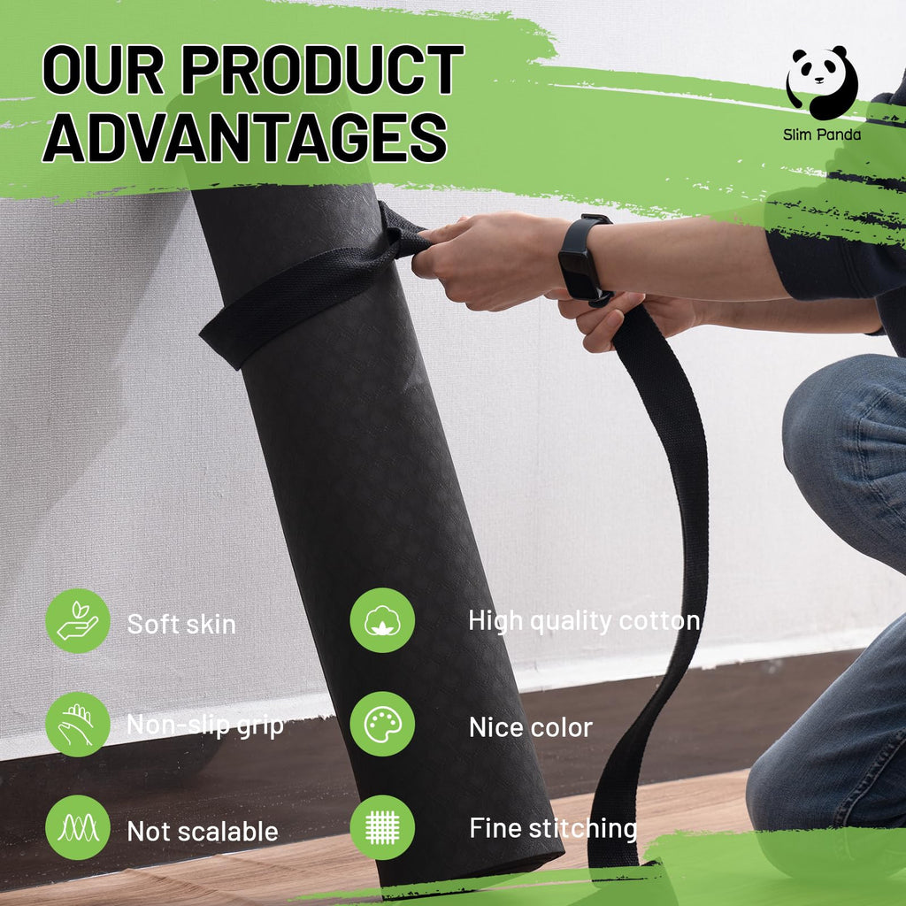 Slim Panda Yoga Mat Straps For Carrying,Adjustable Yoga Mat Carrier, Yoga Mat Sling(Yoga Mat Not Included)(Black 2.3M)