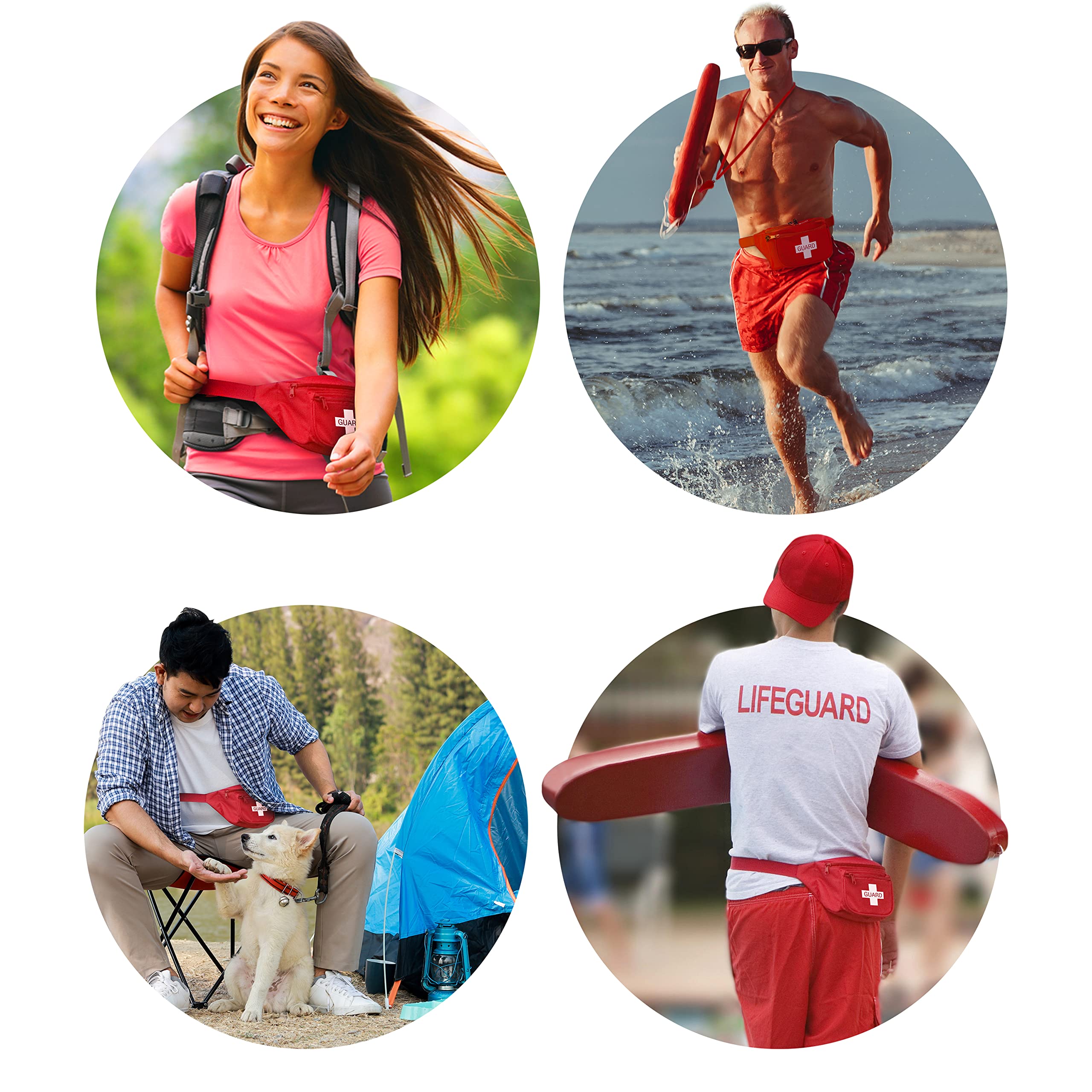 Asa Techmed Lifeguard Fanny Pack With Whistle Lanyard - Baywatch Style First Aid Hip Pack W/Adjustable Strap, Cross Logo + Zippe