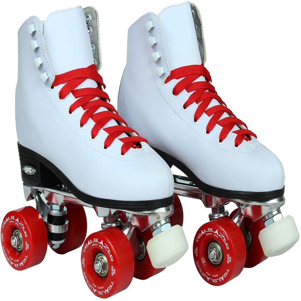 Epic Skates Classic High-Top Quad Roller Skates With Red Wheels, Ladies 8