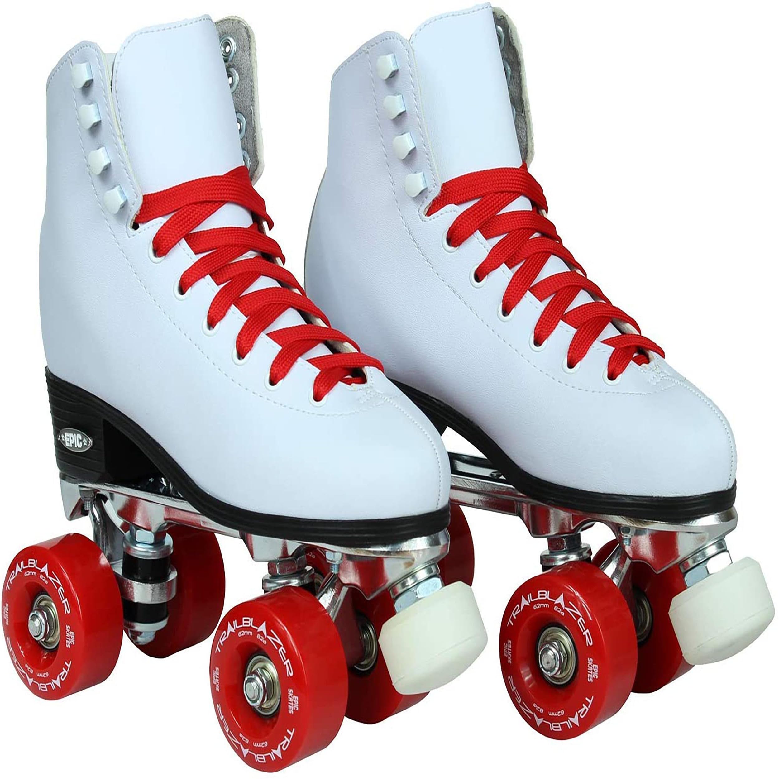 Epic Skates Classic High-Top Quad Roller Skates With Red Wheels, Ladies 8