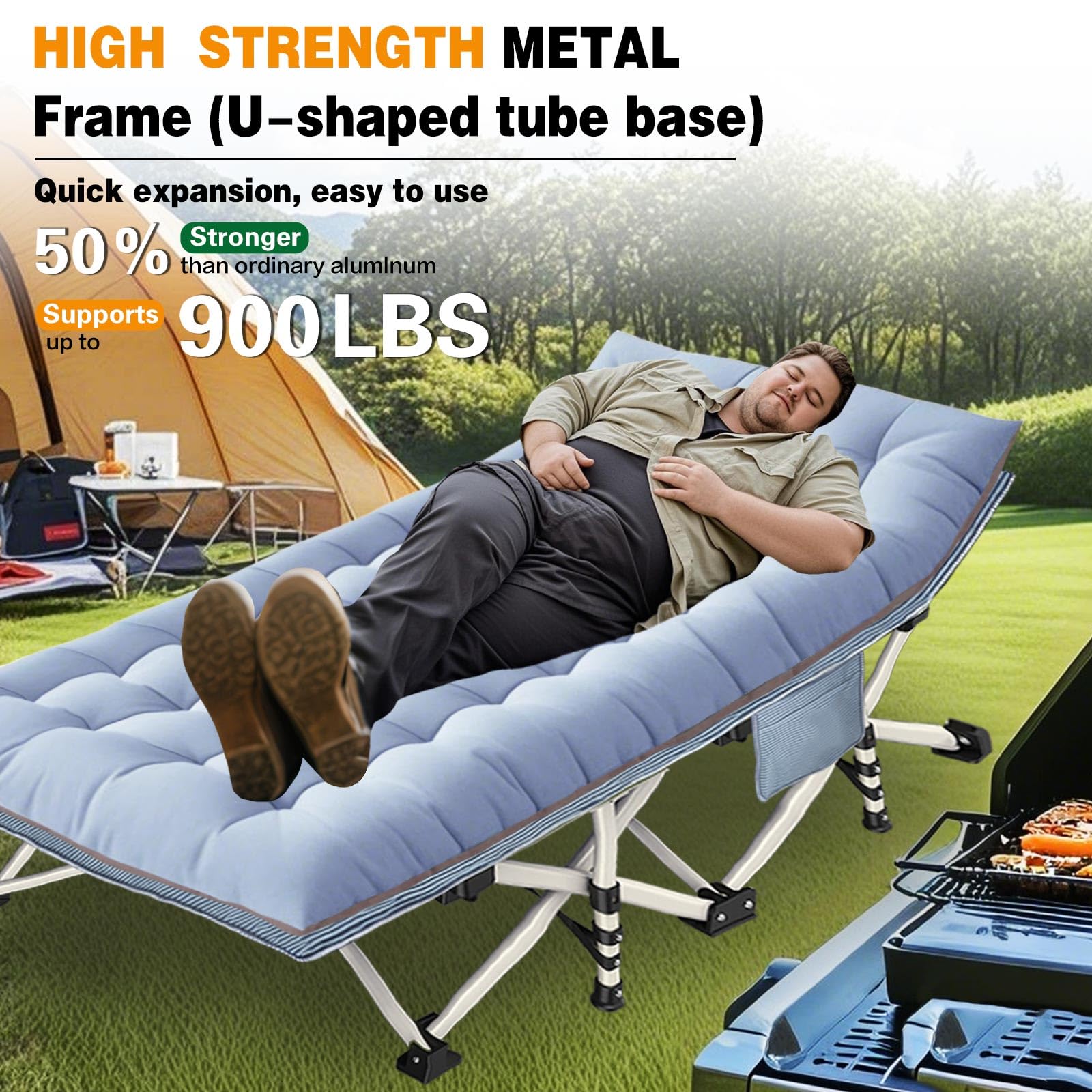 Oversize Camping Cots Xxl Sleeping Cots With Comfortable Mattress Extra Width Camping Bed For Adults Cot With Carry Bag For Adul