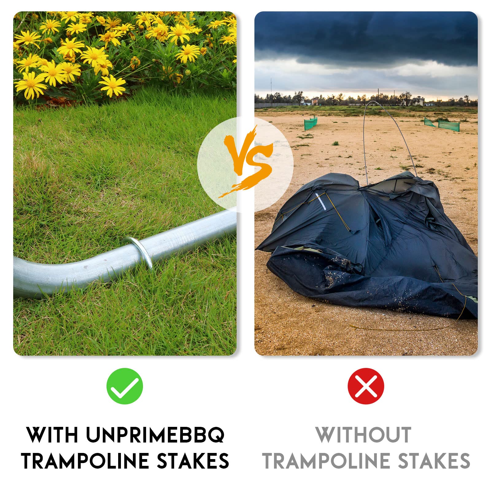 Trampoline Stakes U Shaped Anchors Heavy Duty Metal 12''- Long Trampolines Ground Wind Stakes For Soccer Goals, Camping Tents, G