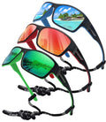 Storycoast Polarized Sports Sunglasses For Men Women Unbreakable Frame Cycling Fishing Driving 3Pack-Red+Blue+Green