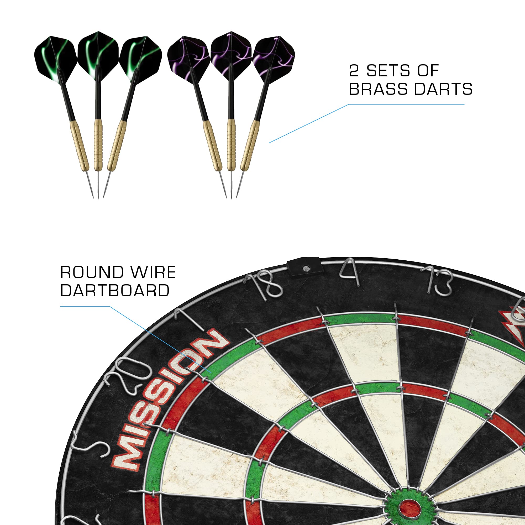 Mission Darts Home Centre | Complete Darts Package Including Apollo Dartboard With Cabinet, Easy Wipe Score Panels And 2 Sets Of