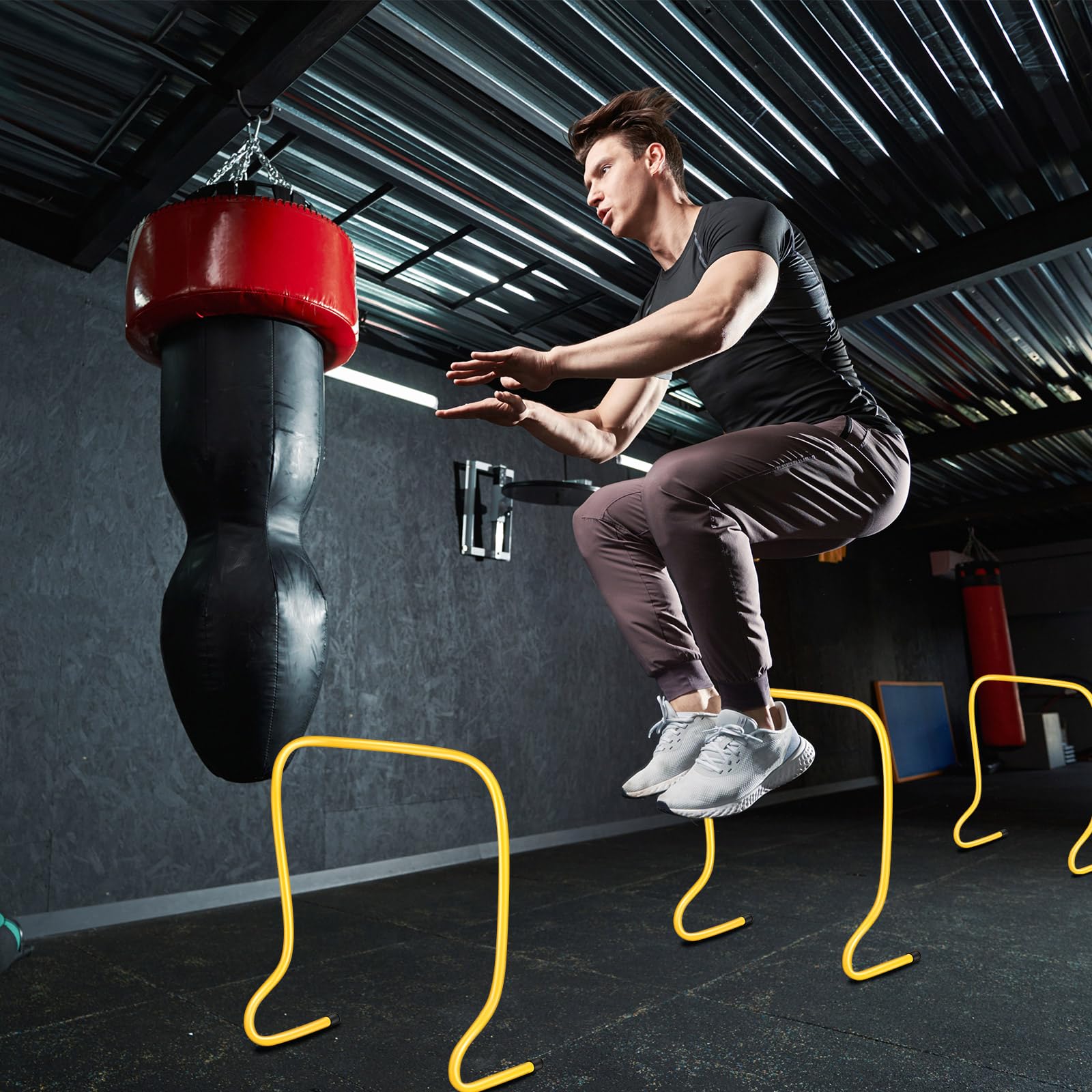 Leyndo 6 Pcs 20 '' Plyo Hurdles Training Equipment Practice Speed Hurdles Training Track Agility Soccer Football Basketball Base
