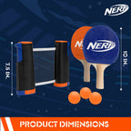 Nerf 7-Piece Retractable Tabletop Tennis Game Set, Play Almost Anywhere With Expandable Net, 2 Paddles And 3 Balls, Includes Con