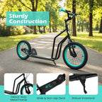 GYMAX Youth Scooter, Height Adjustable Kick Scooters with Extra Large Inflatable 16    Front & 14    Rear Wheels, Dual Hand Brak