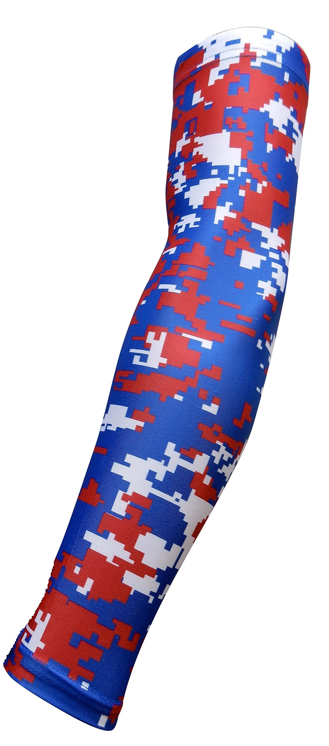 Sportsfarm New! Royal Blue Red White Digital Camo Arm Sleeve - Moisture Wicking Compression (Youth Large)