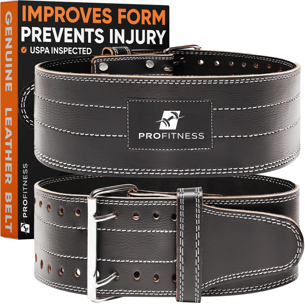 Weightlifter Belt By Profitness Large Weightlifting Gym Belt For Men And Woman - (Black/White, Large)