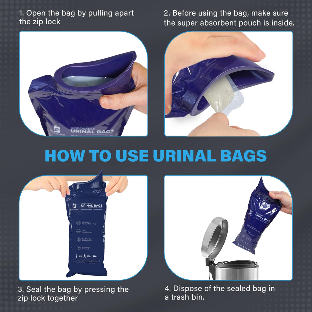Roxalace Disposable Urinal Bags, 12 Pack 1000 Ml Unisex Urine Bag Travel Traffic Jam Emergency Urinals Bag, Camping Pee Bags, Po