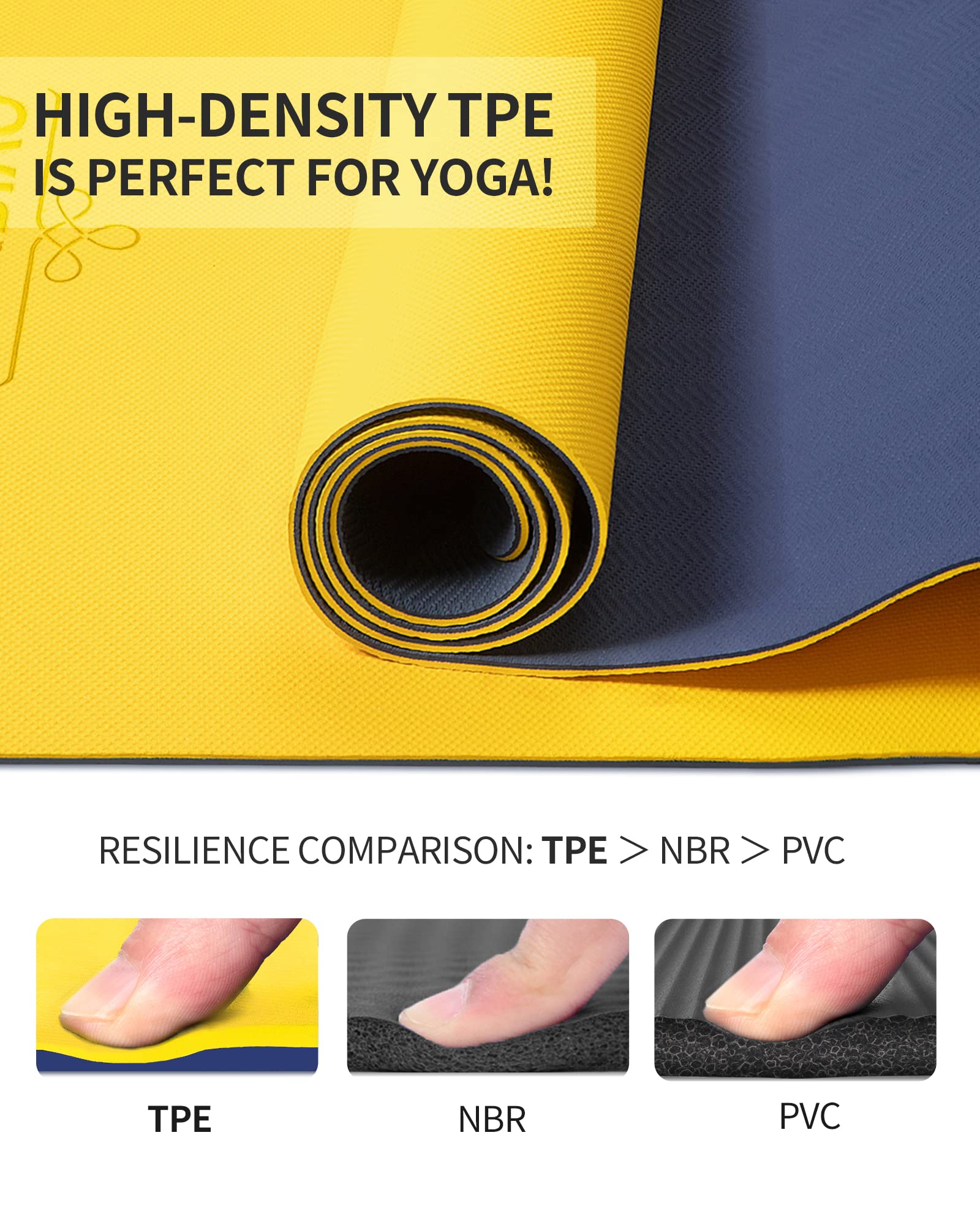 Cambivo Extra Thick Yoga Mat For Women Men Kids, Professional Tpe Yoga Mats, Workout Mat With Carrying Strap For Yoga, Pilates A