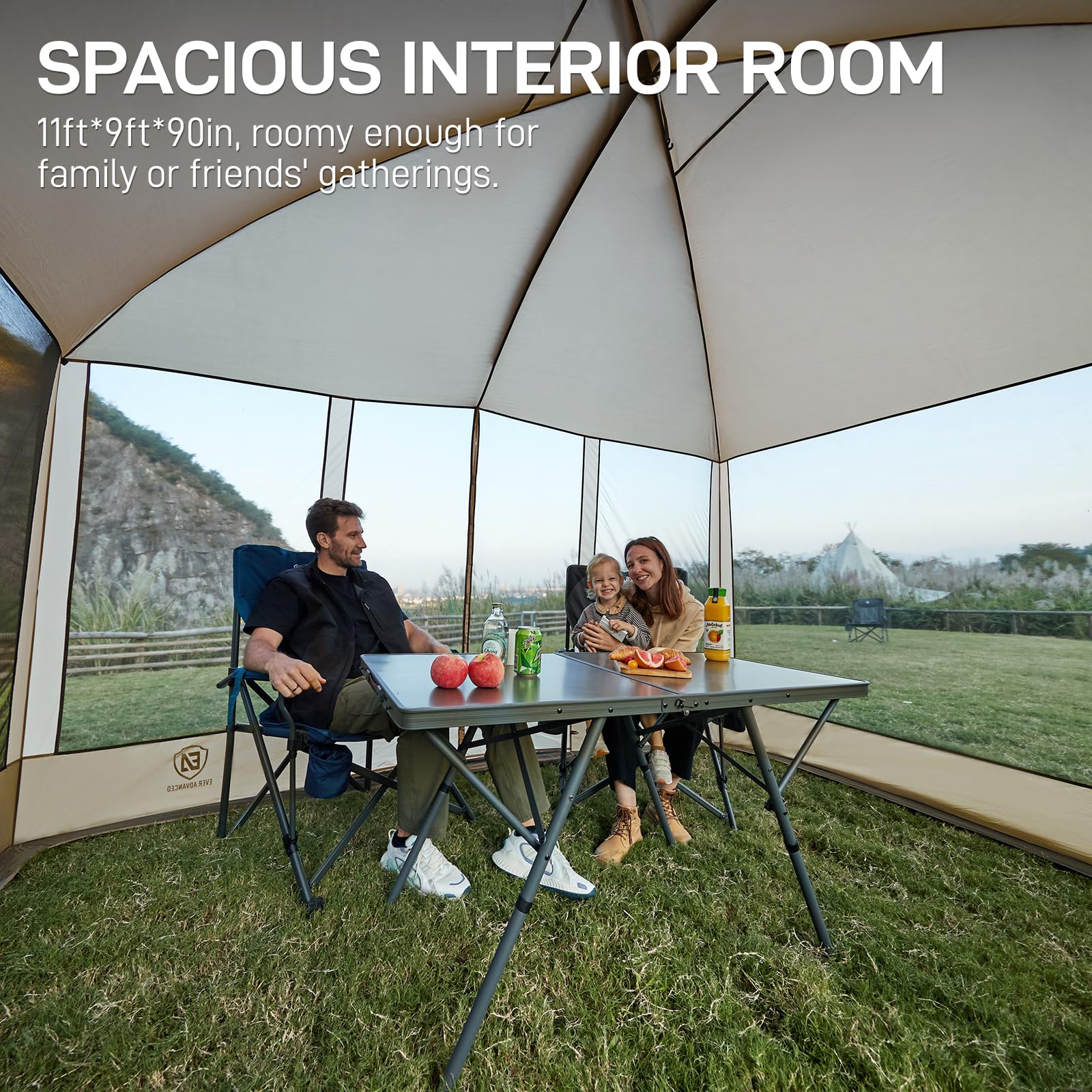 Ever Advanced Magnetic Screen House Room 11X9Ft, Hands-Free Entry,Screenhouse With Sun Protection For Camping&Picnic, 11X9Ftcamp