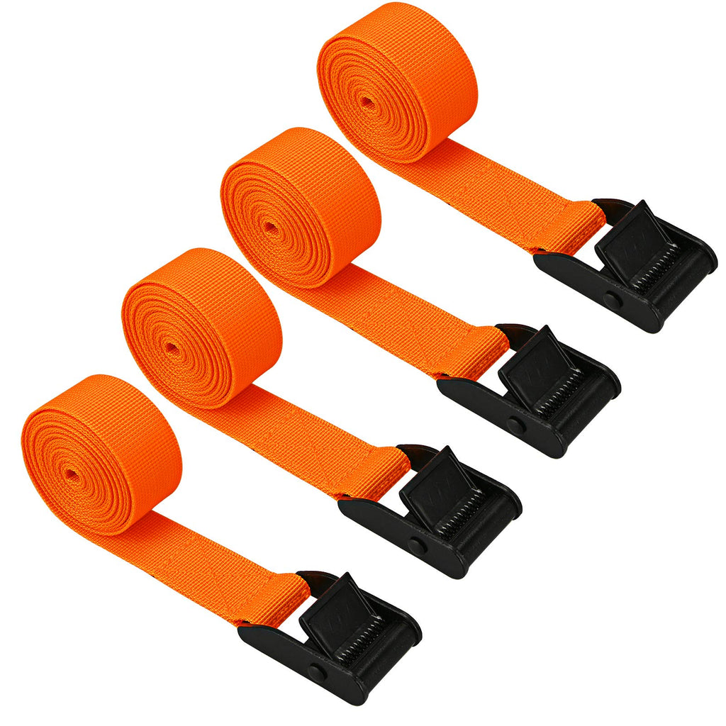 Lashing Strap Short Orange 1'' X 6.5 Ft, Cam Buckle Tie Down Straps Heavy Duty Secure Straps Up To 700 Lbs Capacity For Motorcyc