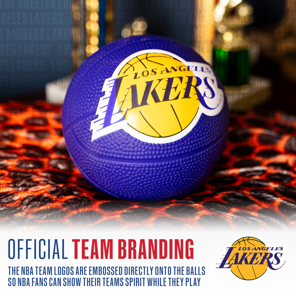 Franklin Sports Nba Los Angeles Lakers Mini Foam Basketball - Kids 5.5'' Inch Toy Basketball For Over The Door + Mini Indoor Hoo