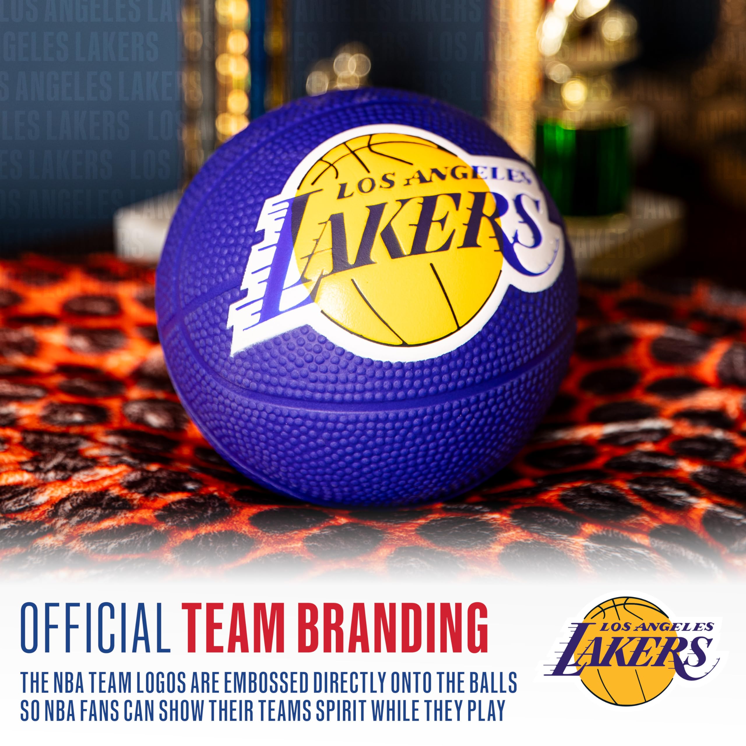 Franklin Sports Nba Los Angeles Lakers Mini Foam Basketball - Kids 5.5'' Inch Toy Basketball For Over The Door + Mini Indoor Hoo