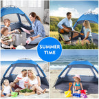 Beach Tent Sun Shelter For 2 Person, Portable Foldable Lightweight Waterproof Windproof, Easy Set Up For Family, Camping, Hiking
