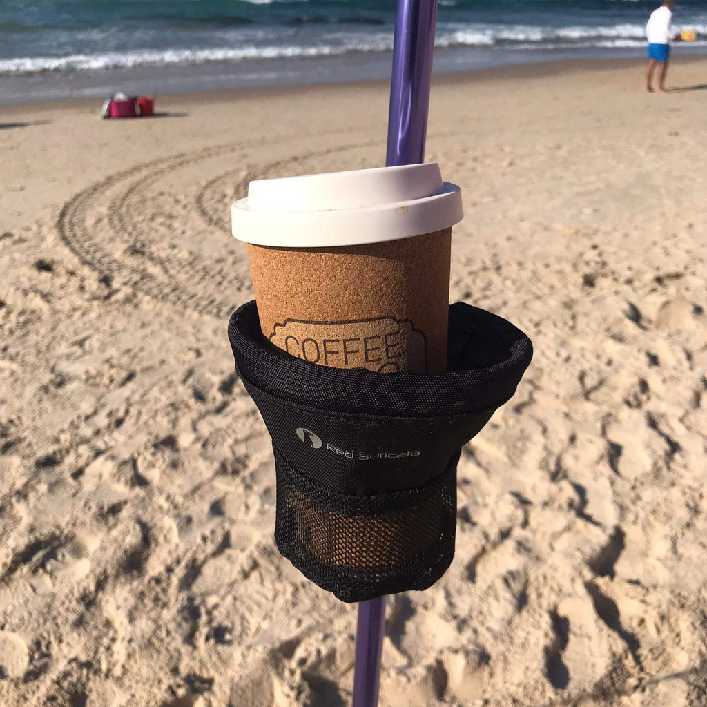 Red Suricata Cup Holder For Drinks - Accessory For Sun Shade Canopy Tent - Attaches To Tent Pole - Holds One Beverage (Cup, Bott