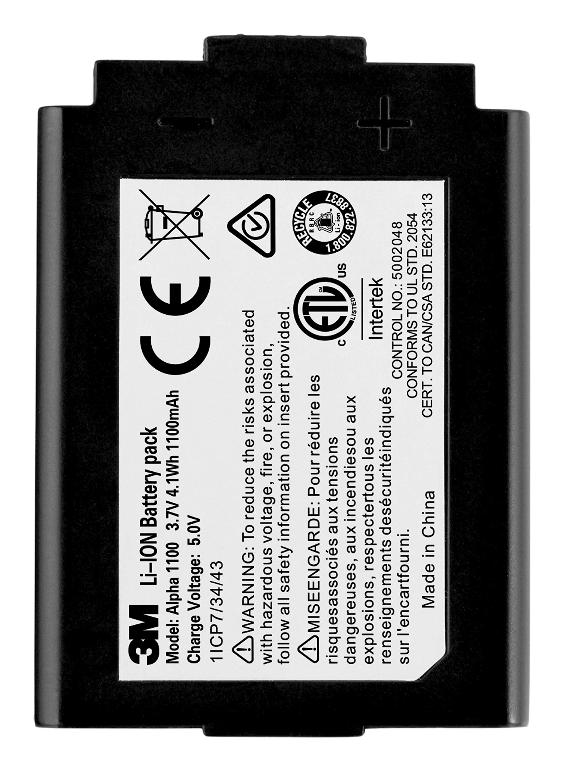 3M Alpha 1100 Rechargeable Li-Ion Battery Pack, Compatible With 3M Worktunes Model # 90542, Peltor Sport Model # Tac300 & Tac500