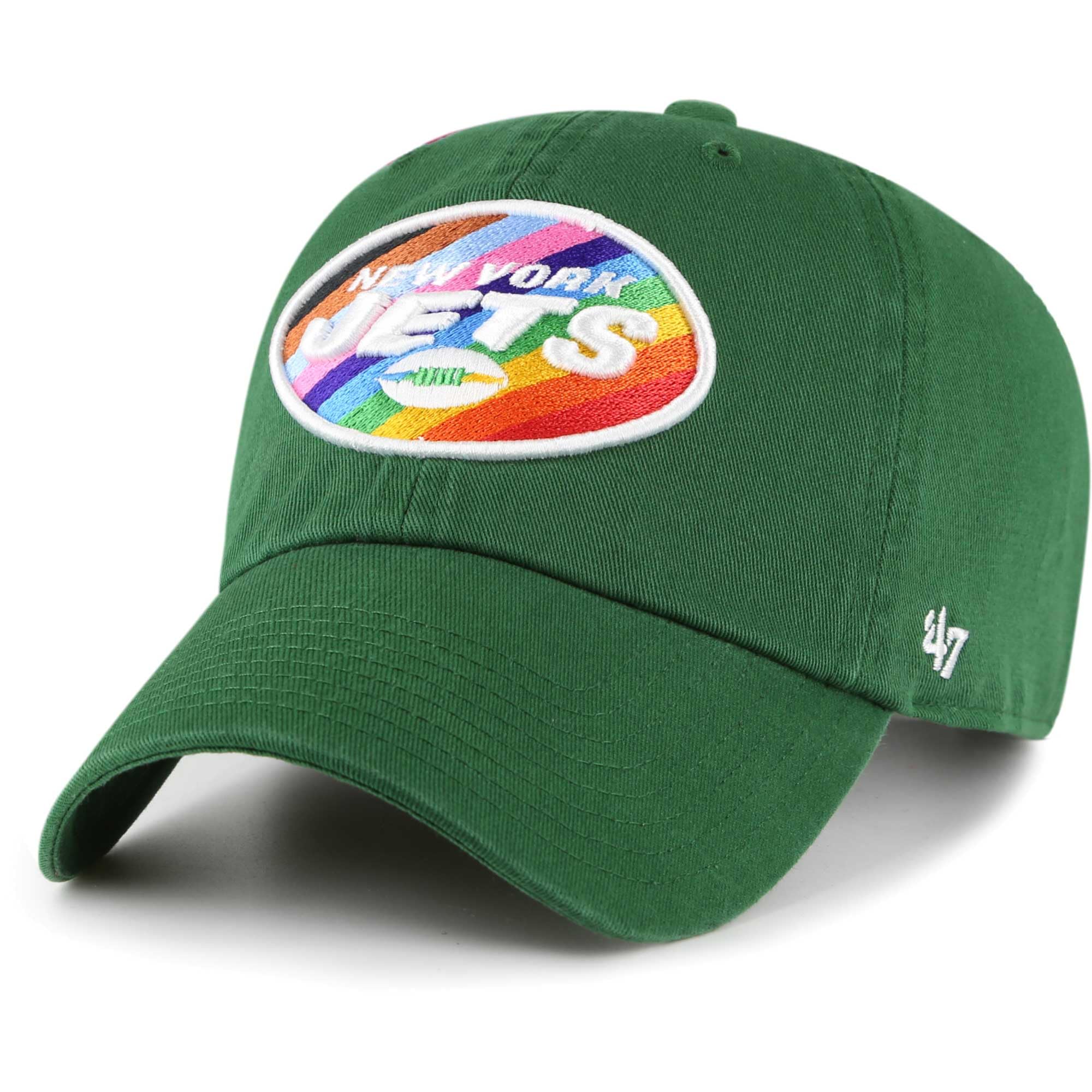 47 Men'S Green New York Jets Pride Cleanup Adjustable Hat