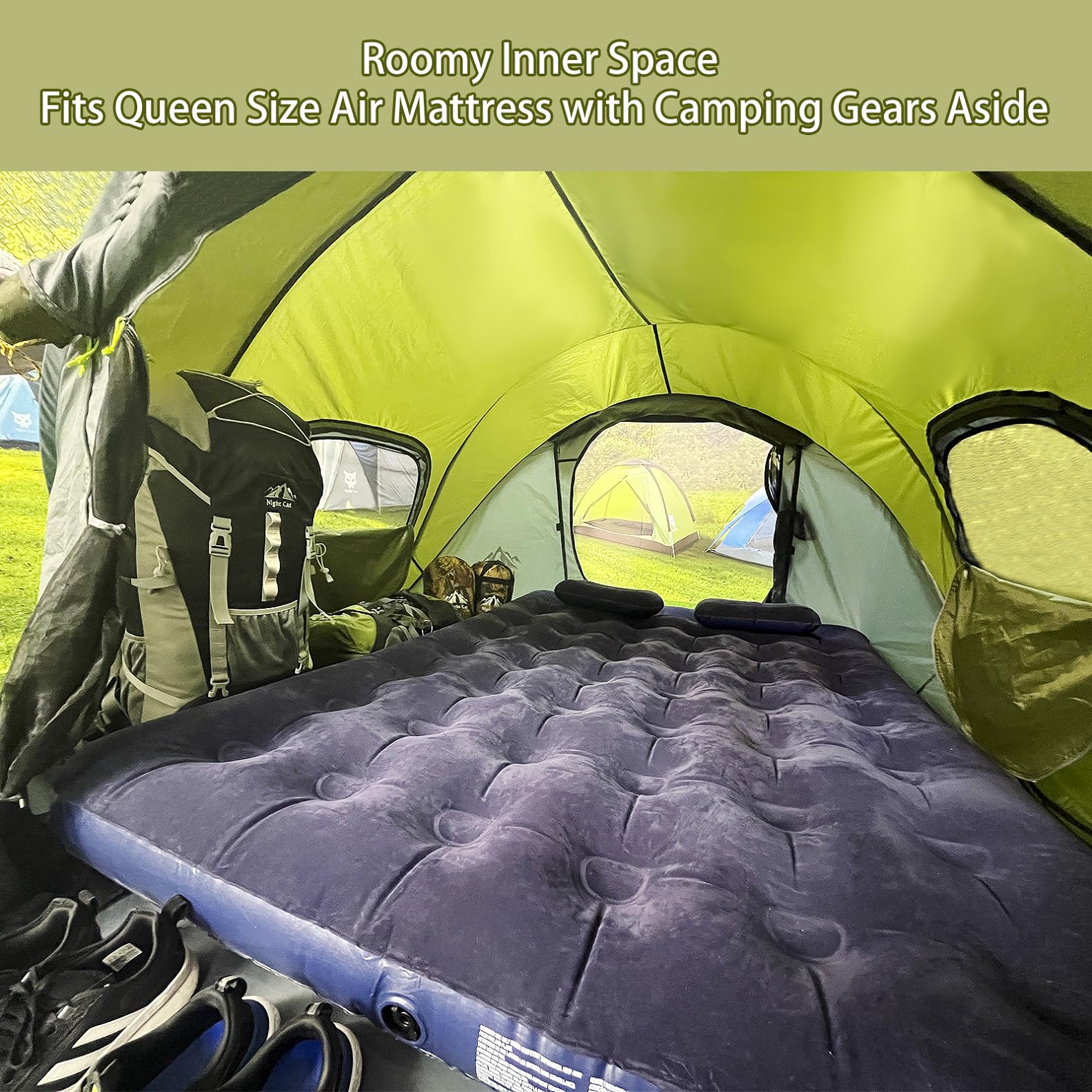 Night Cat Pop-Up Camping Tent: 4 Person Tent Waterproof Instant Easy Setup Family Tent