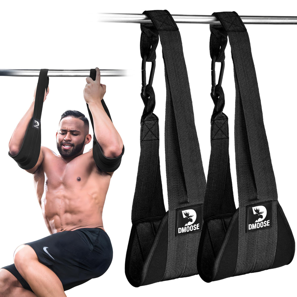 Dmoose Fitness Hanging Ab Straps For Pull Up Bar & Core Strength Training - Thick Padded Arm Strap For Ab Swing With 2 Rust-Resi