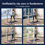 Black Lord 4 In 1 Walking Pad With Handle Bar, 2.7 Hp Quiet Foldable Under Desk Treadmill W/Bluetooth Speaker, Small Portable Ru