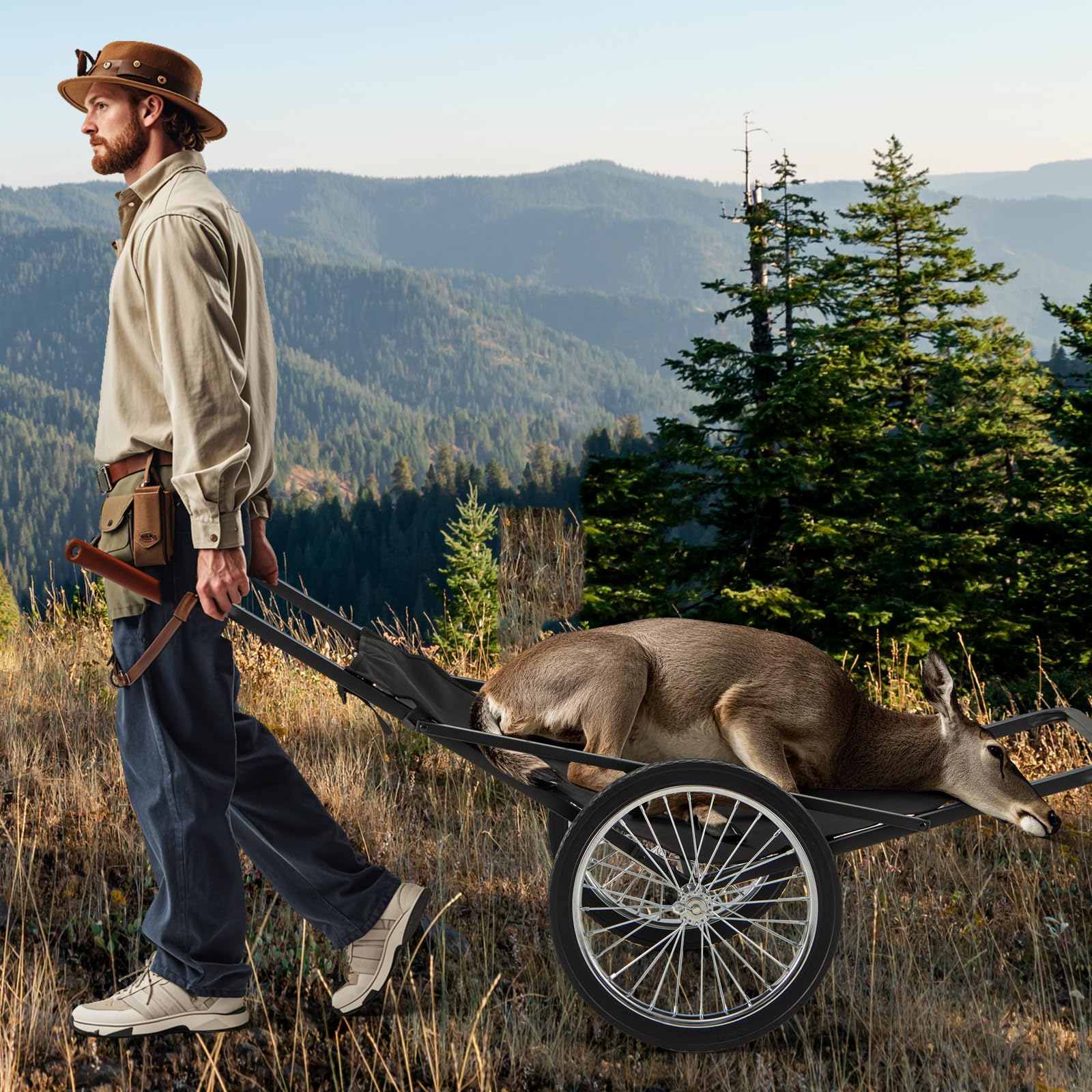 Gymax Deer Cart, 550 Lbs Folding Game Carts With Polyester Liner, 20 Big Wheels, All-Terrain Heavy-Duty Deer Cart Game Hauler Fo