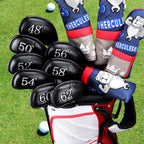 Craftsman Golf 8Pcs 48    50    52    54    56    58    60    62    Leather Black Golf Club Wedge Covers Protective Headcover (1