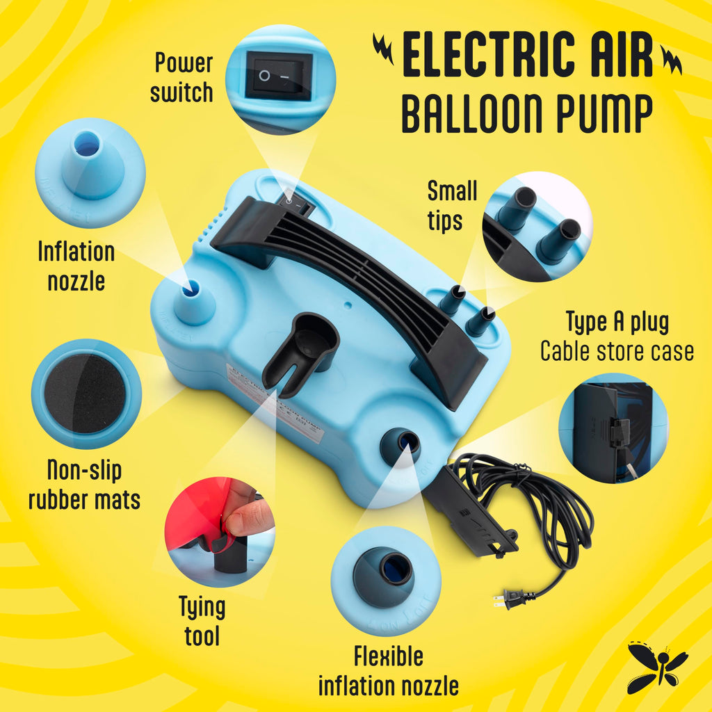 Electric Balloon Pump With Tying Tool | Portable Dual Nozzle Balloon Pump Electric | Balloon Inflator Pump Electric | Air Pump F