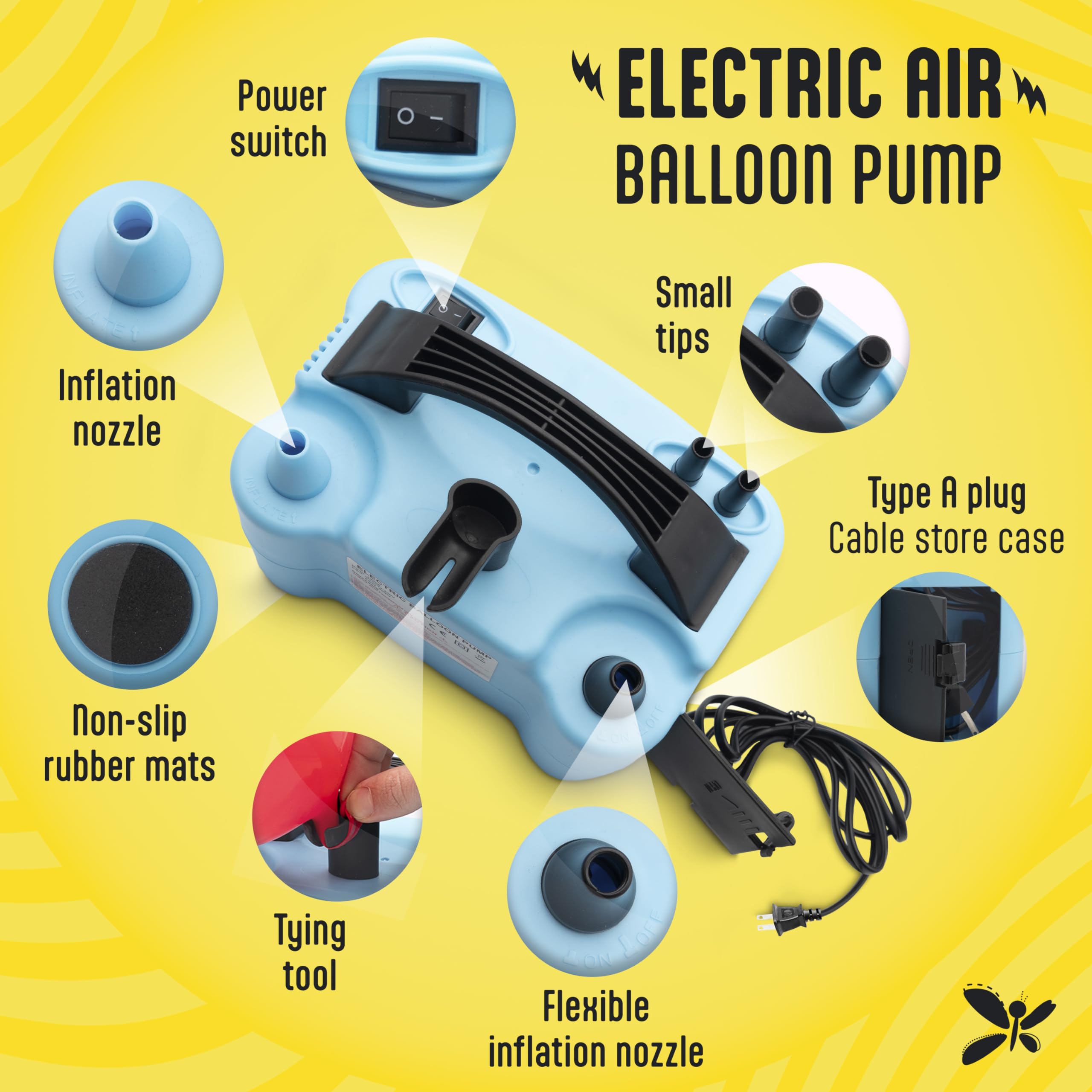 Electric Balloon Pump With Tying Tool | Portable Dual Nozzle Balloon Pump Electric | Balloon Inflator Pump Electric | Air Pump F
