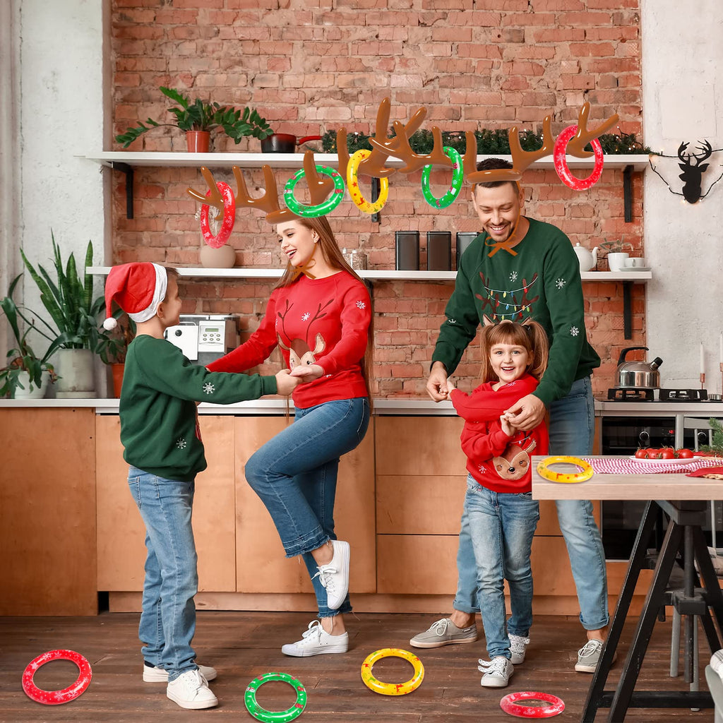 H-Style Christmas Games, 2 Sets Reindeer Antler Ring Toss Game For Christmas Party Games And Holiday Games Family Christmas Infl
