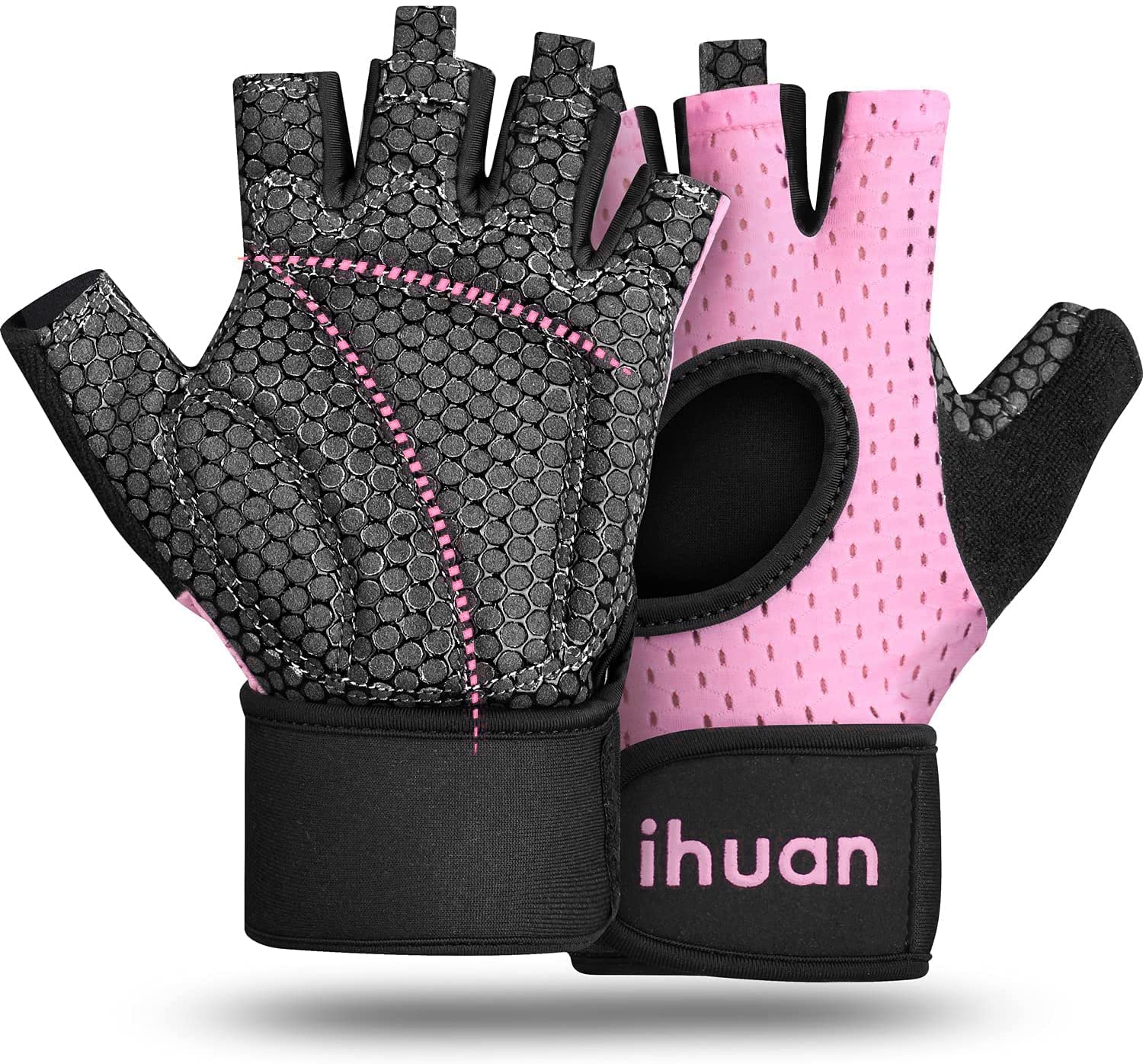 ihuan Breathable Weight Lifting Gloves: Fingerless Workout Gym | Wrist Support | Enhance Palm Protection | Extra Grip for Fitnes