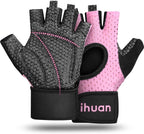 Ihuan Breathable Weight Lifting Gloves: Fingerless Workout Gym Gloves With Wrist Support  Enhance Palm Protection  Extra Grip Fo