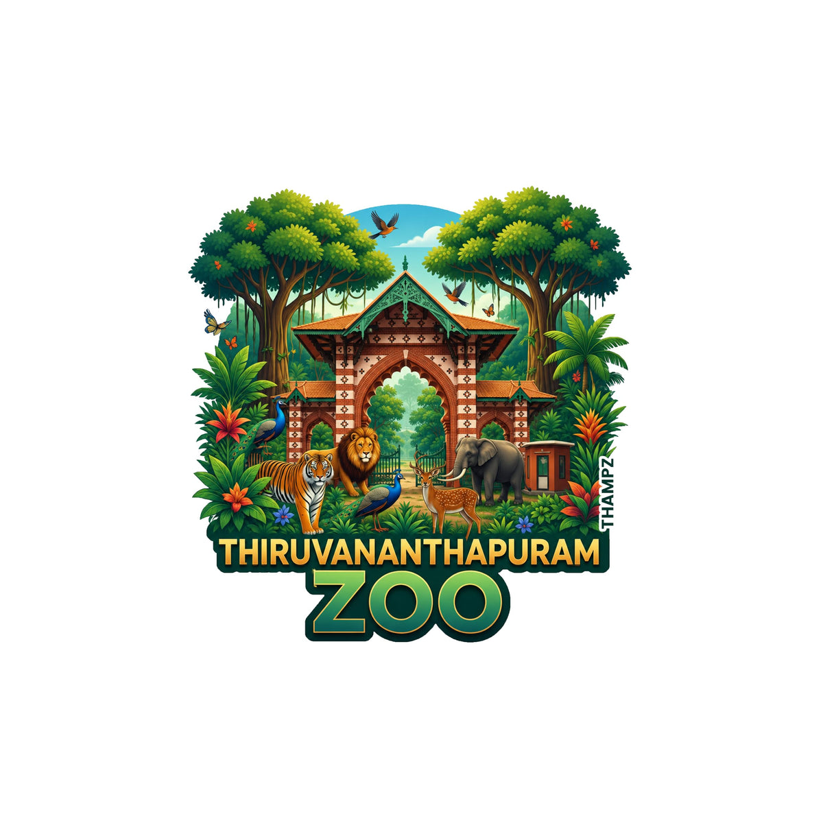 THAMPZ Thiruvananthapuram Zoo  3D Embossed Flexible Fridge Magnet 0.5mm Ultra Thin Decorative with Strong Hold | Refrigerator M