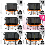 Trampoline for Kids and Adults - 8Ft 10Ft 12Ft 14FT Trampoline with Net - ASTM Certified with Bonus Lights and Sprinkler/Extra S